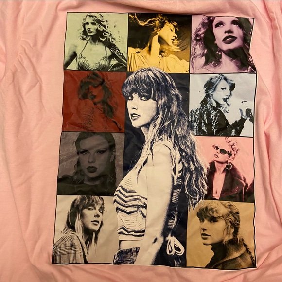 Taylor Swift Tops - Taylor Swift Pink Graphic T-Shirt Eras Concert with Celebrity Collage Size XL.